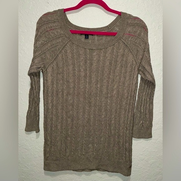 American Eagle Cable Knit Sweater, Light Tan Color - Picture 1 of 8